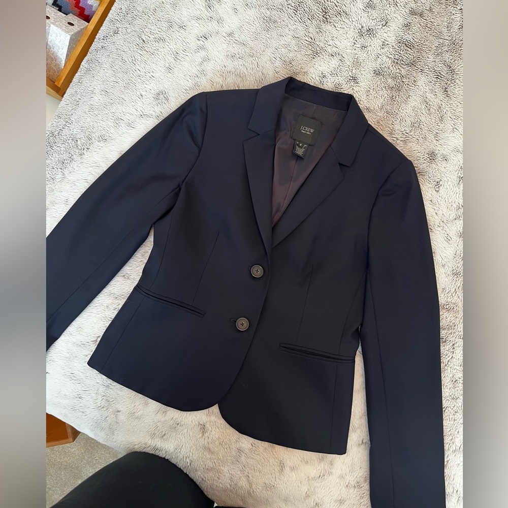 J. Crew Navy Blazer Women's Two-Button Suit Jacket